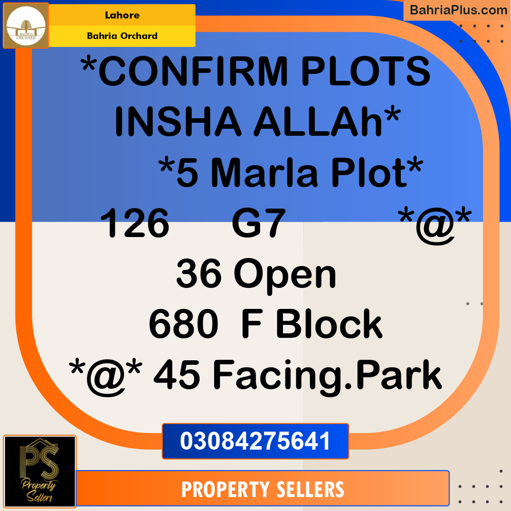 5 Marla Residential Plot for Sale in Bahria Orchard, Lahore - (BP-355571)