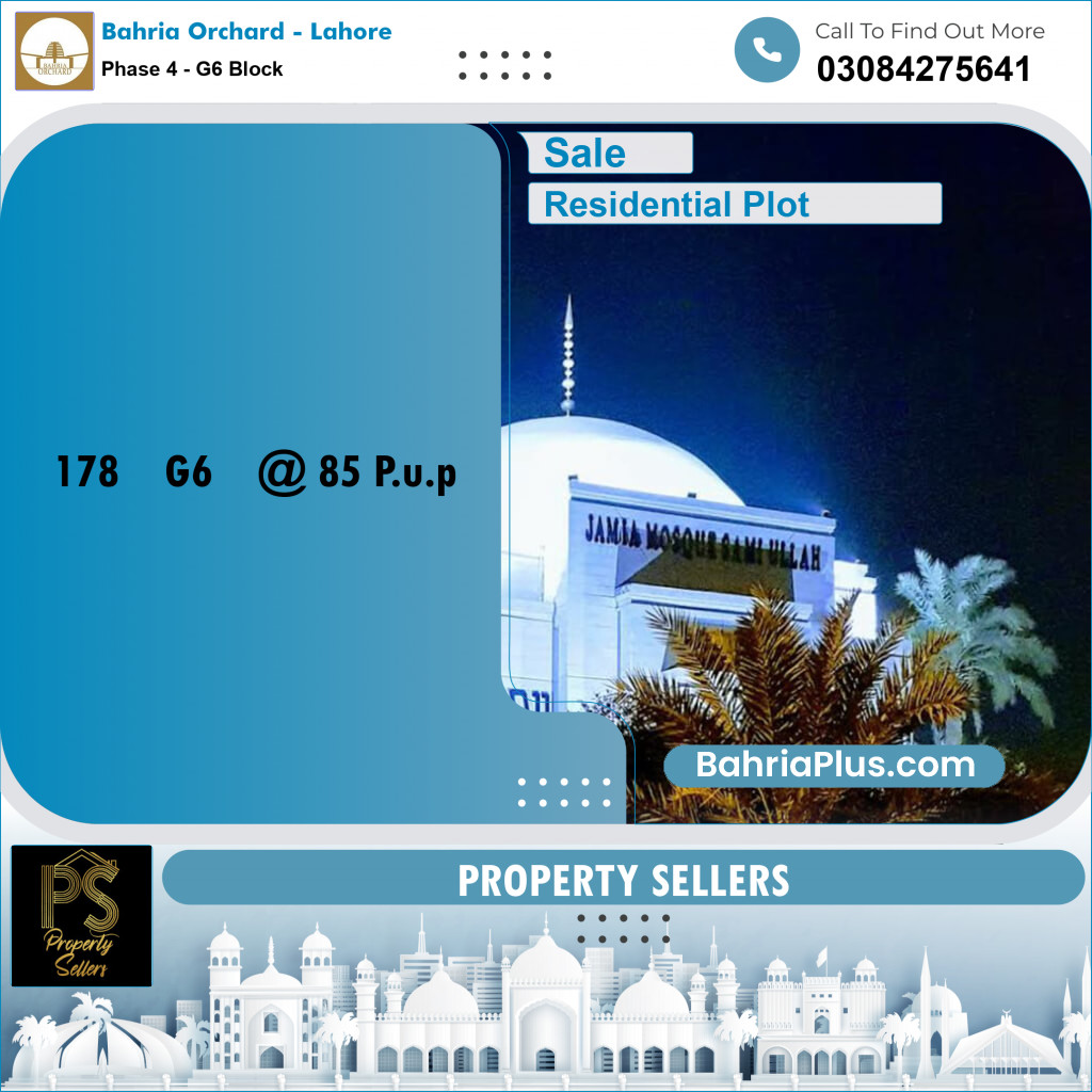 10 Marla Residential Plot for Sale in Phase 4 - G6 Block -  Bahria Orchard, Lahore - (BP-355620)