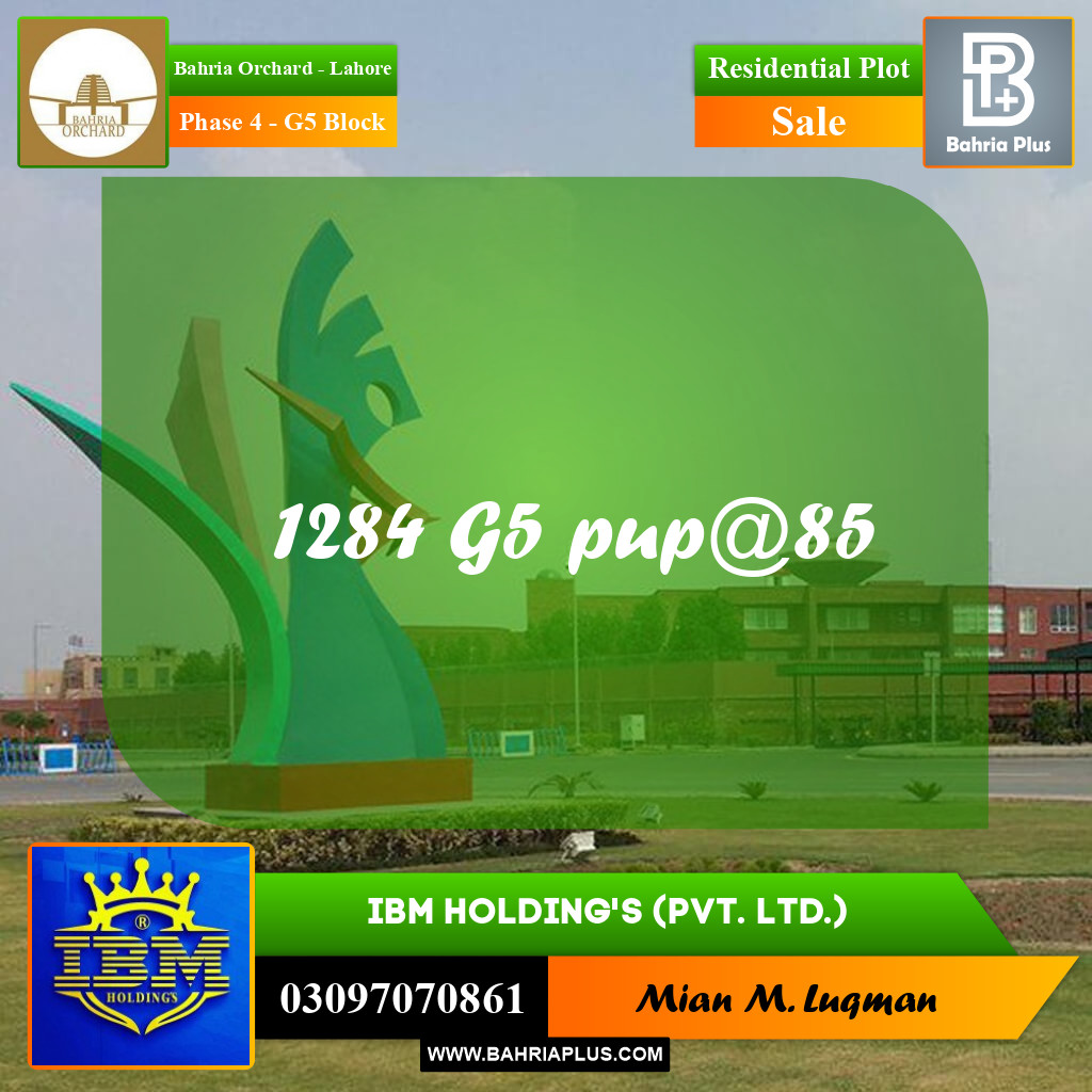 10 Marla Residential Plot for Sale in Phase 4 - G5 Block -  Bahria Orchard, Lahore - (BP-355636)