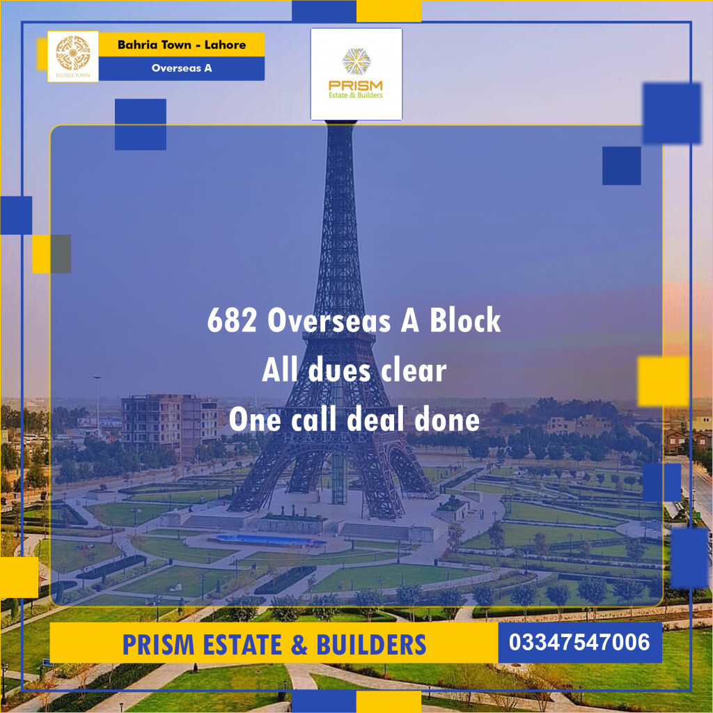 1 Kanal Residential Plot for Sale in Overseas A -  Bahria Town, Lahore - (BP-355653)