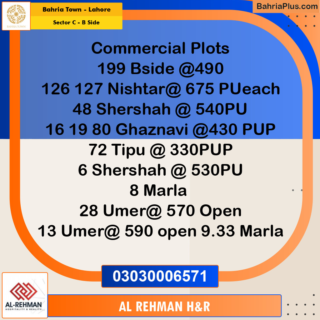 5 Marla Residential Plot for Sale in Sector C - B Side -  Bahria Town, Lahore - (BP-355679)