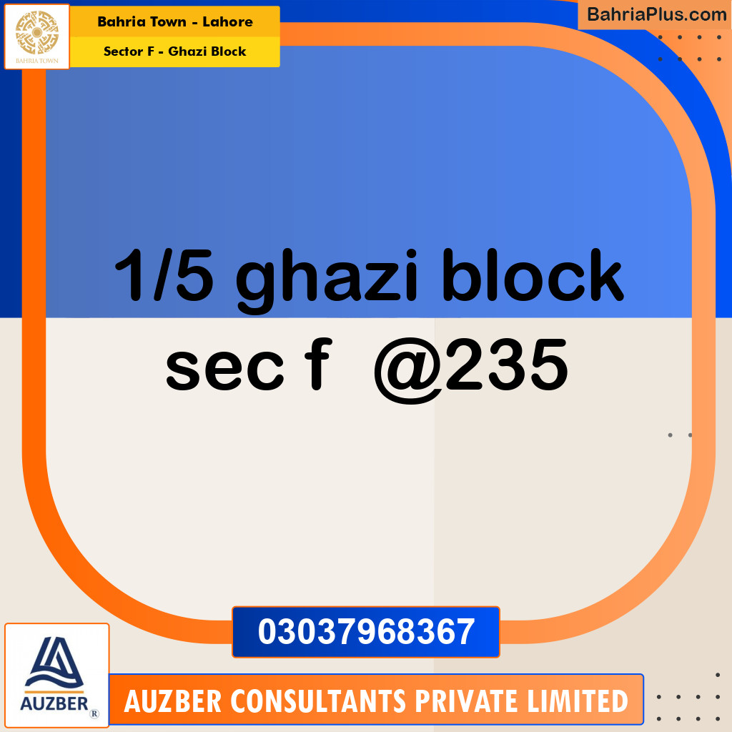 1 Kanal Residential Plot for Sale in Sector F - Ghazi Block -  Bahria Town, Lahore - (BP-355704)