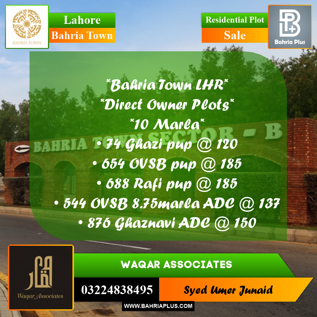 Residential Plot for Sale in Bahria Town, Lahore - (BP-355715)