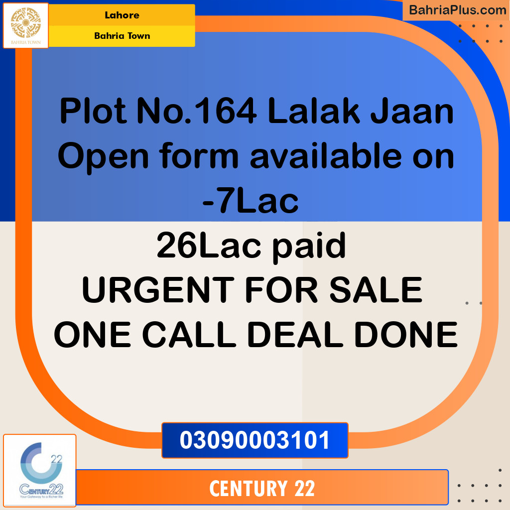 5 Marla Residential Plot for Sale in Bahria Town, Lahore - (BP-355722)