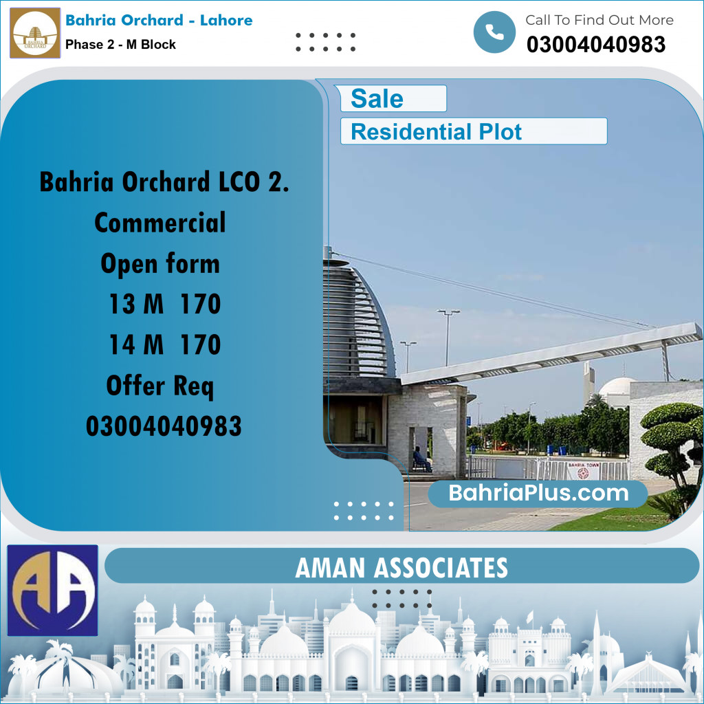 Residential Plot for Sale in Phase 2 - M Block -  Bahria Orchard, Lahore - (BP-355767)