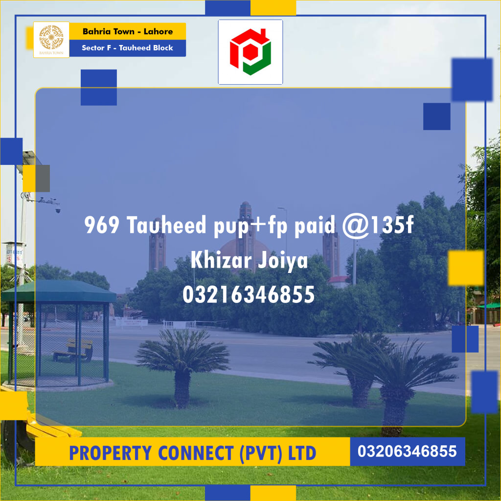 10 Marla Residential Plot for Sale in Sector F - Tauheed Block -  Bahria Town, Lahore - (BP-355784)