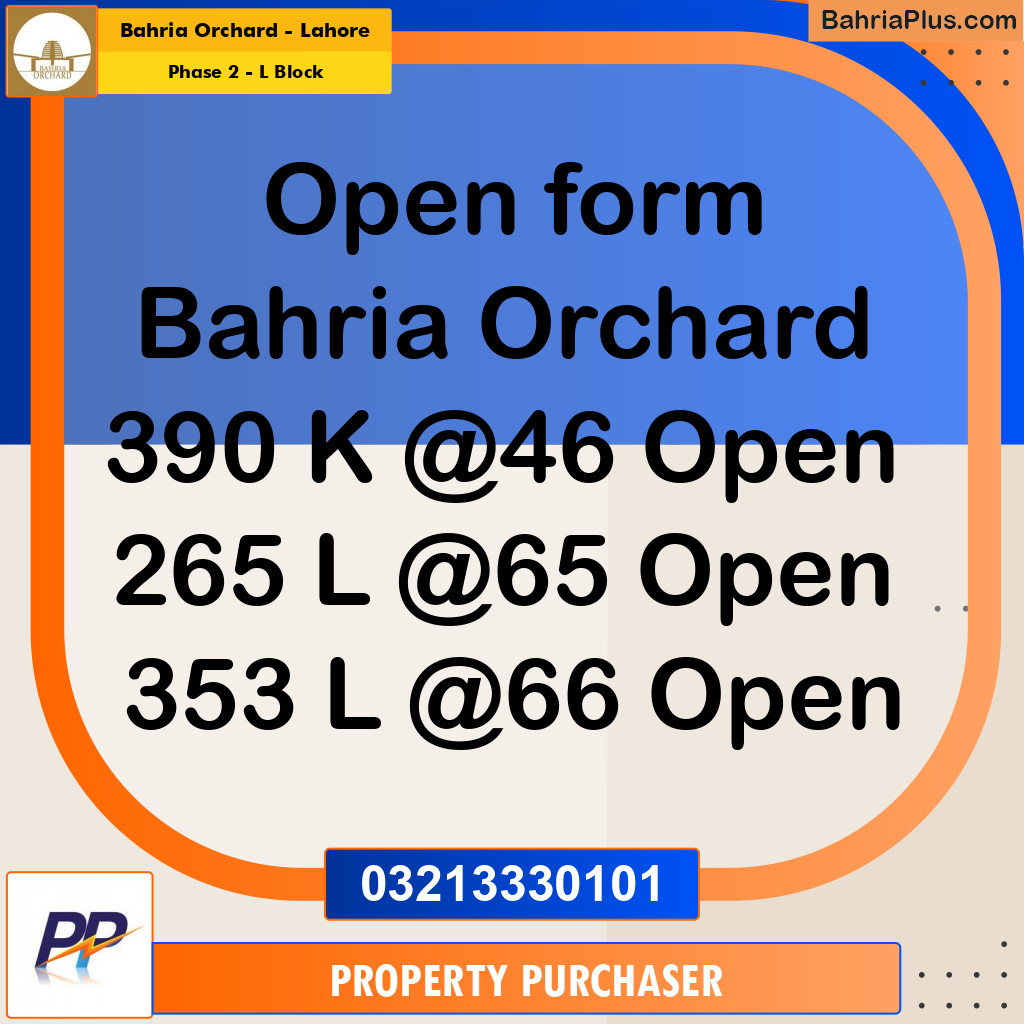 5 Marla Residential Plot for Sale in Phase 2 - L Block -  Bahria Orchard, Lahore - (BP-355796)
