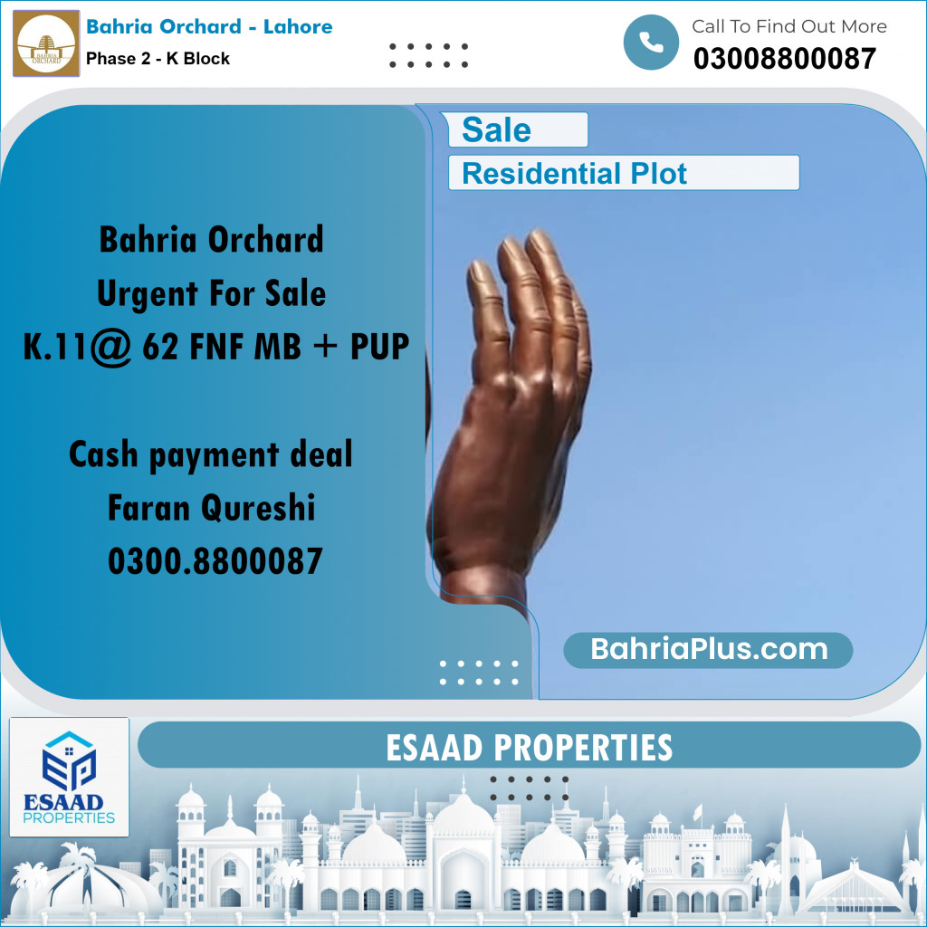 5 Marla Residential Plot for Sale in Phase 2 - K Block -  Bahria Orchard, Lahore - (BP-355814)