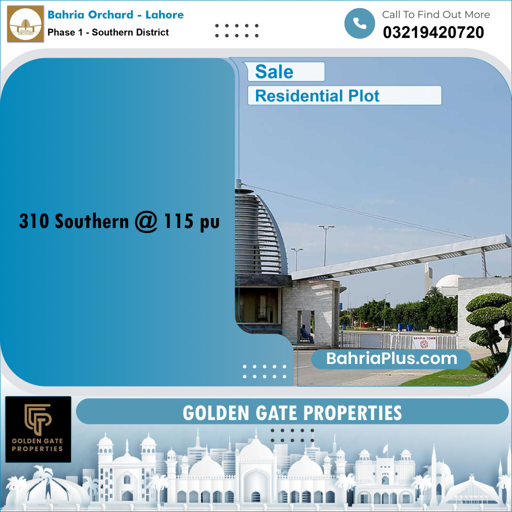 10 Marla Residential Plot for Sale in Phase 1 - Southern District -  Bahria Orchard, Lahore - (BP-355865)