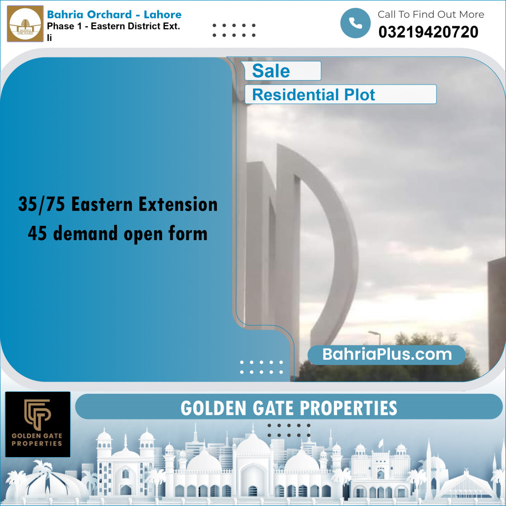 5 Marla Residential Plot for Sale in Phase 1 - Eastern District Ext. II -  Bahria Orchard, Lahore - (BP-355868)