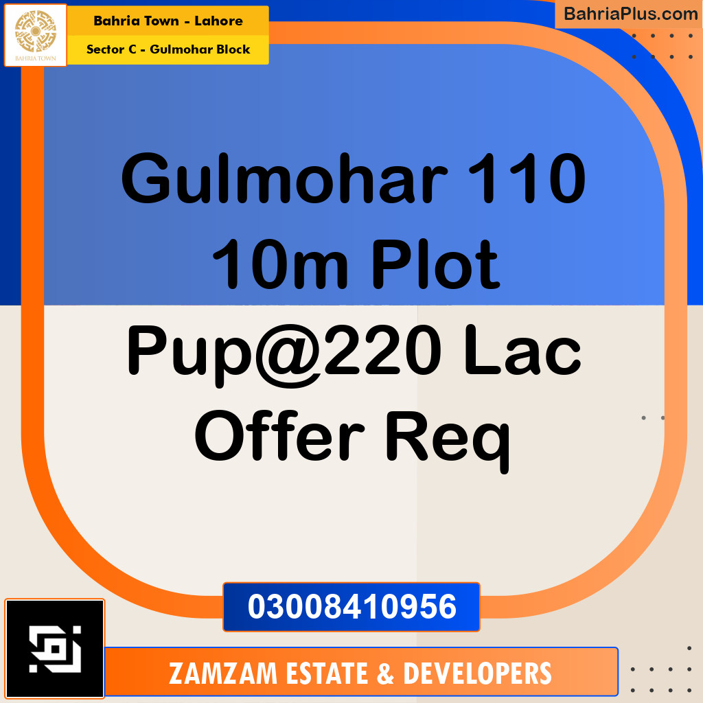 10 Marla Residential Plot for Sale in Sector C - Gulmohar Block -  Bahria Town, Lahore - (BP-355887)