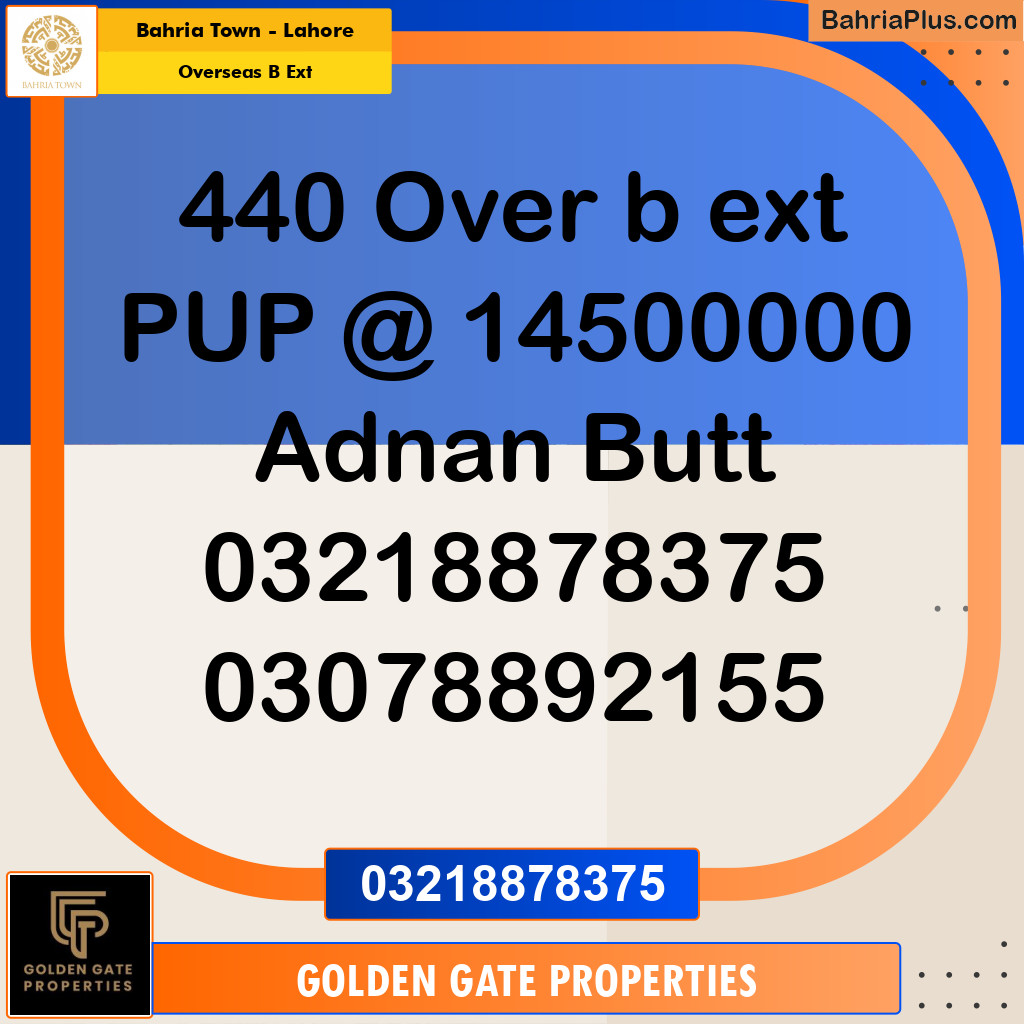 10 Marla Residential Plot for Sale in Overseas B Ext -  Bahria Town, Lahore - (BP-355895)