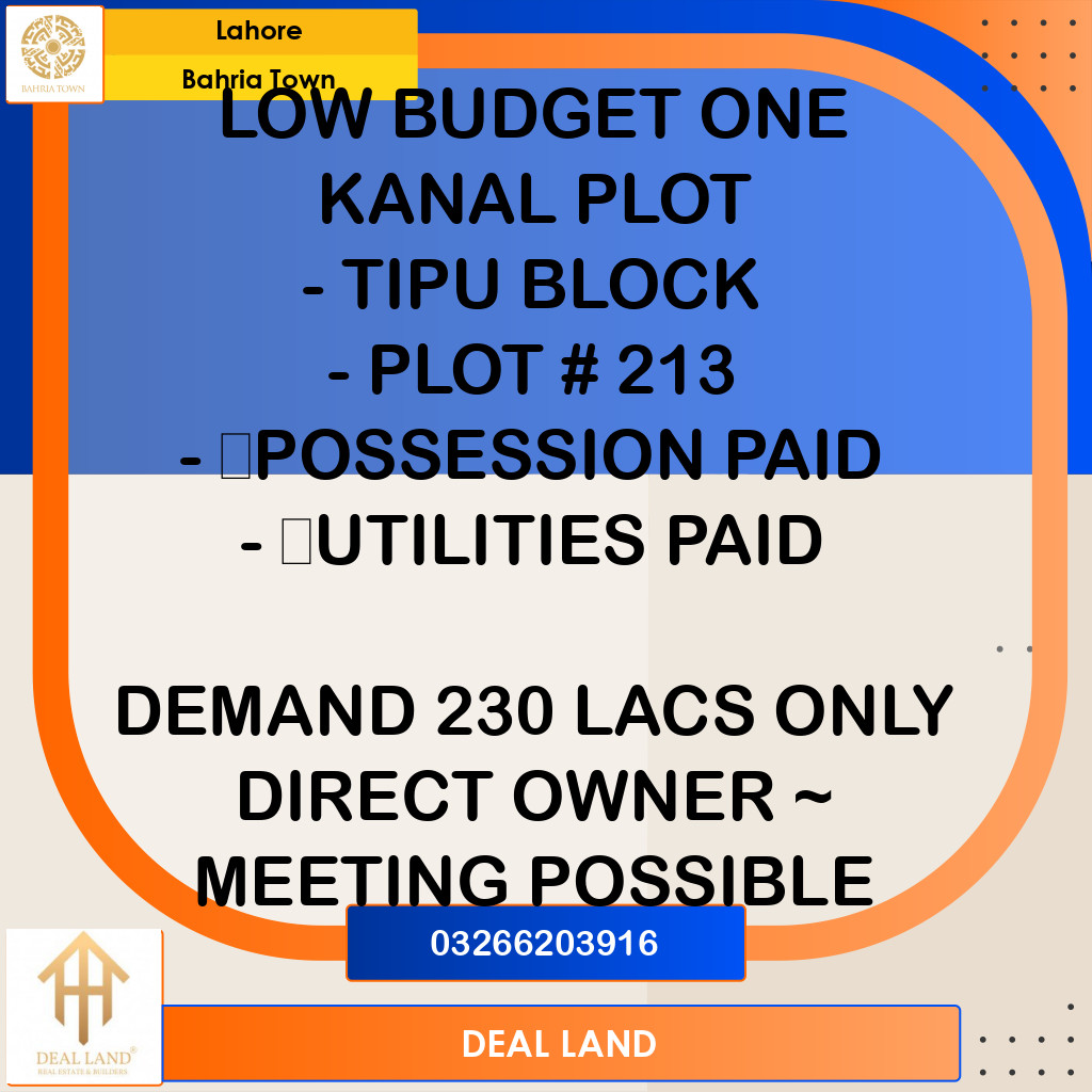 1 Kanal Residential Plot for Sale in Bahria Town, Lahore - (BP-355915)