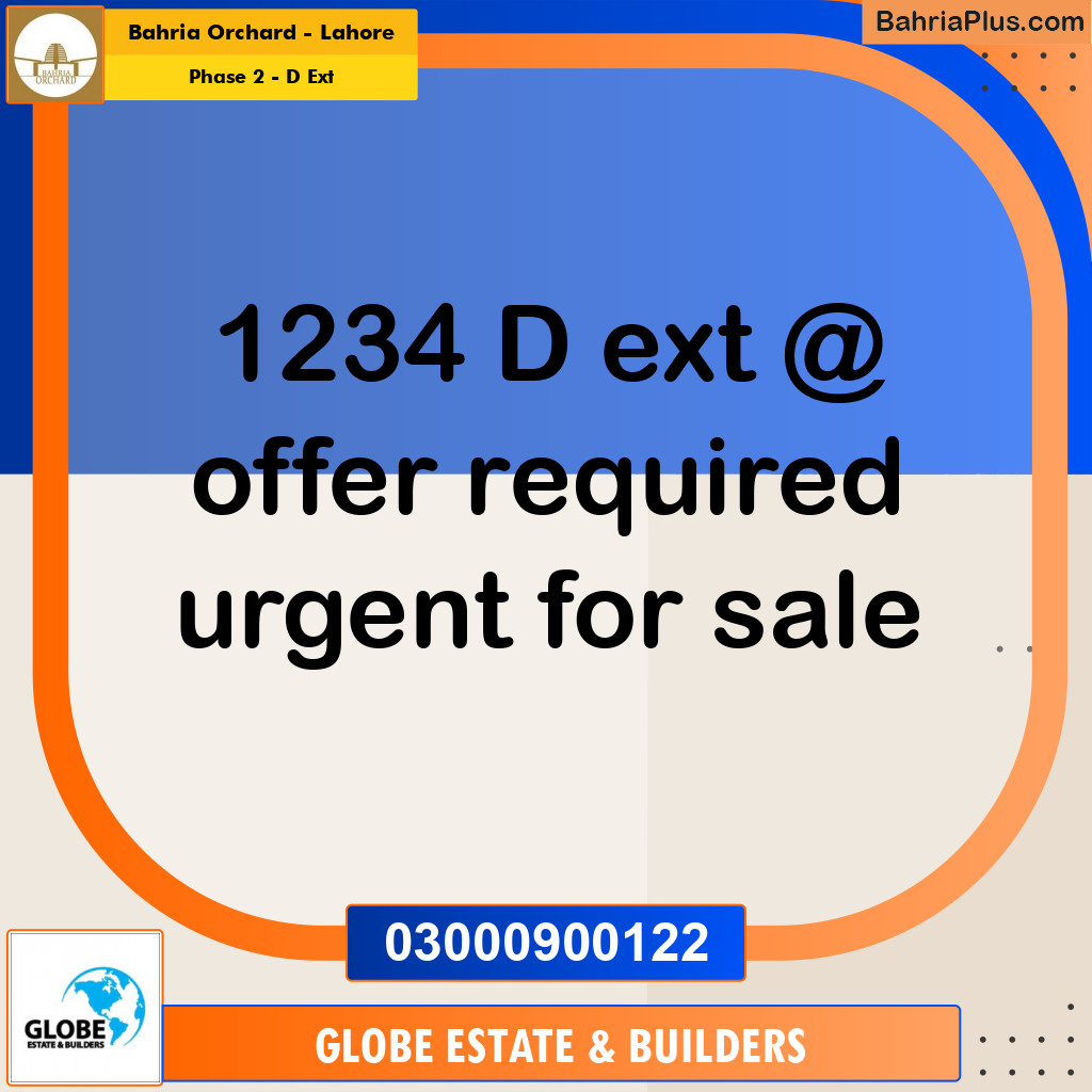 8 Marla Residential Plot for Sale in Phase 2 - D Ext -  Bahria Orchard, Lahore - (BP-355954)