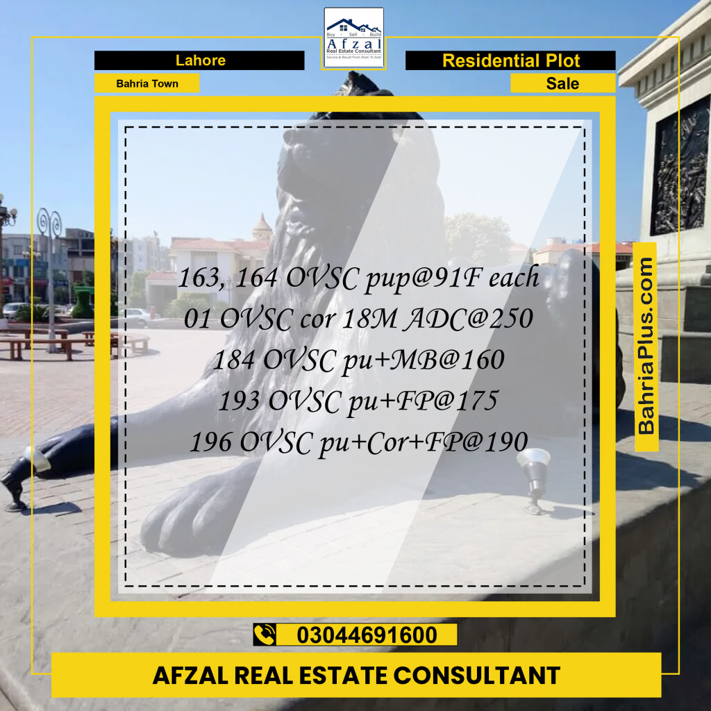 Residential Plot for Sale in Bahria Town, Lahore - (BP-355970)