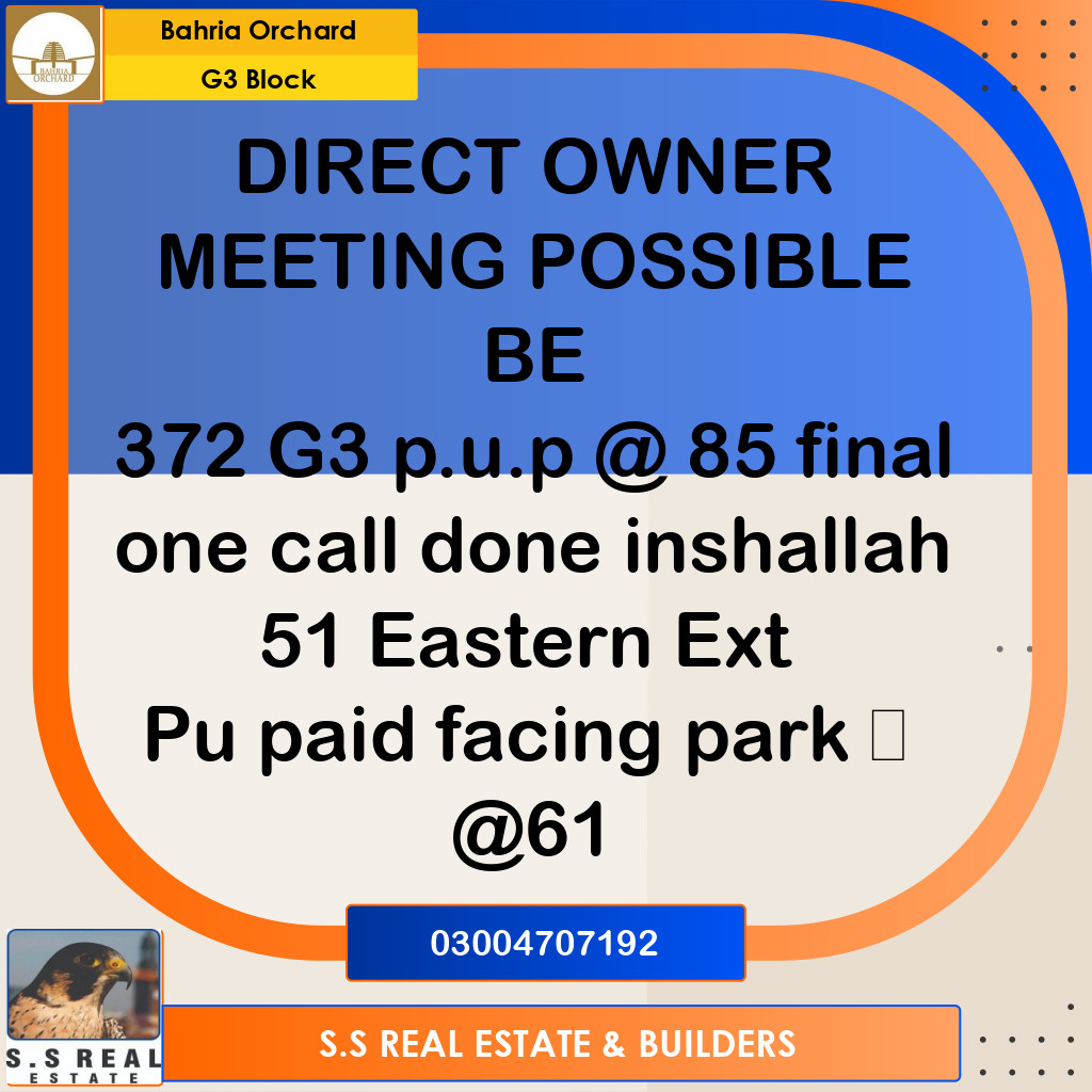 10 Marla Residential Plot for Sale in Phase 4 - G3 Block -  Bahria Orchard, Lahore - (BP-355980)