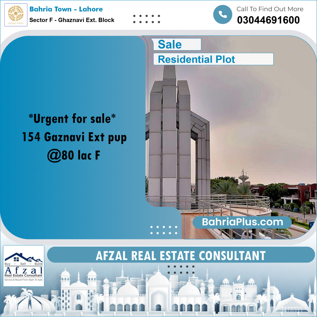 Residential Plot for Sale in Sector F - Ghaznavi Ext. Block -  Bahria Town, Lahore - (BP-355998)