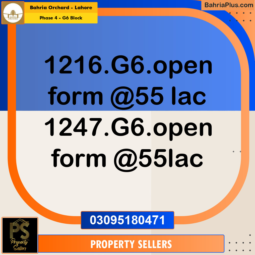 10 Marla Residential Plot for Sale in Phase 4 - G6 Block -  Bahria Orchard, Lahore - (BP-356029)