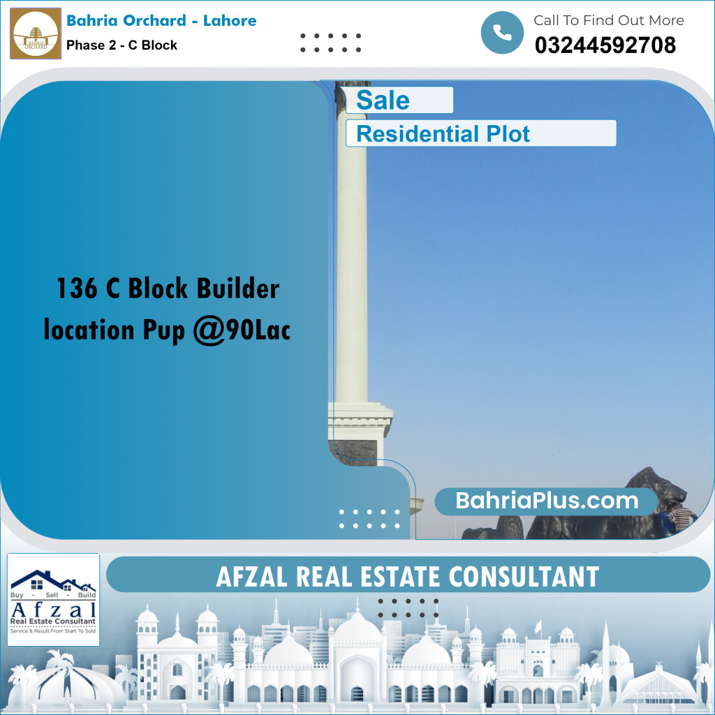 8 Marla Residential Plot for Sale in Phase 2 - C Block -  Bahria Orchard, Lahore - (BP-356042)