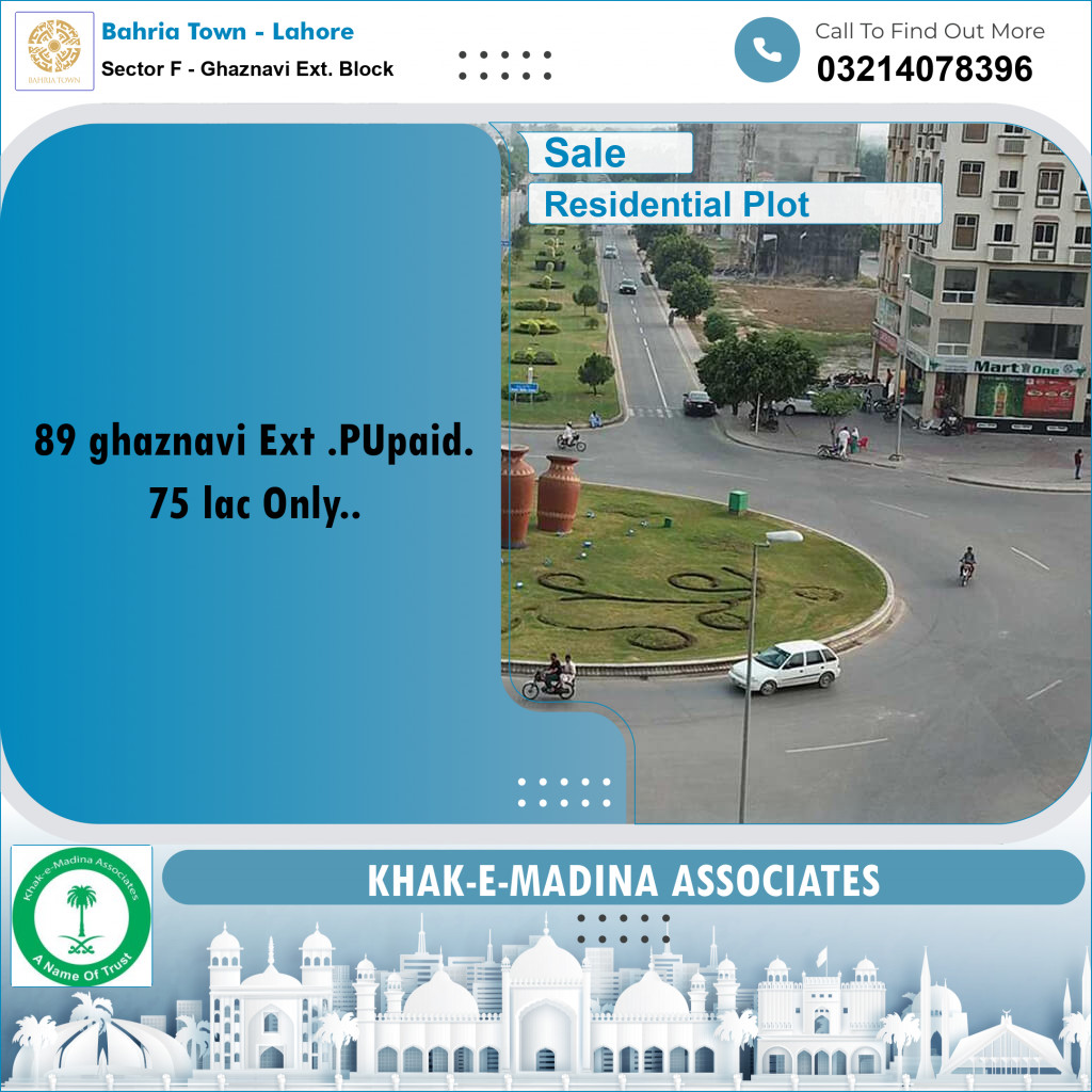 5 Marla Residential Plot for Sale in Sector F - Ghaznavi Ext. Block -  Bahria Town, Lahore - (BP-356043)