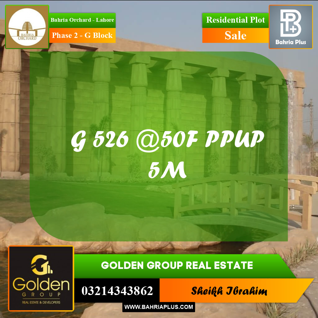 5 Marla Residential Plot for Sale in Phase 2 - G Block -  Bahria Orchard, Lahore - (BP-356065)