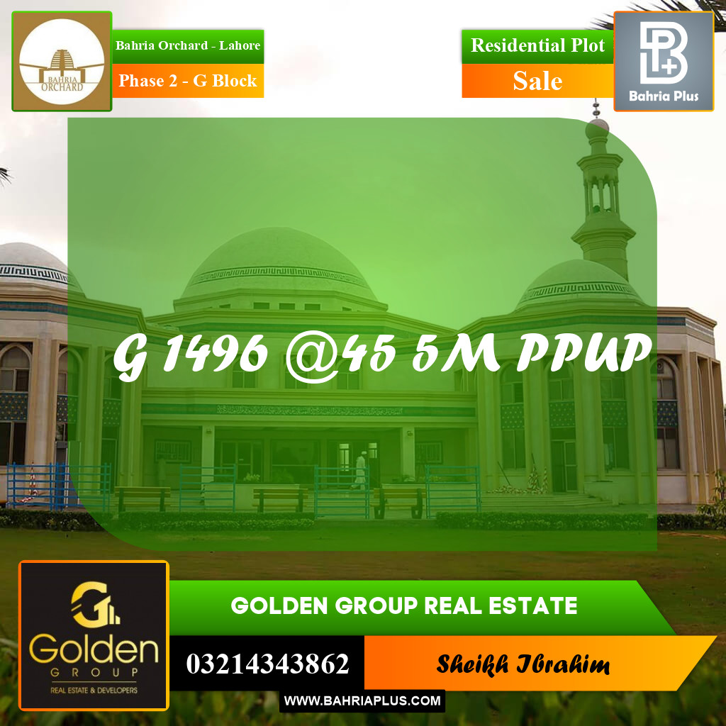 5 Marla Residential Plot for Sale in Phase 2 - G Block -  Bahria Orchard, Lahore - (BP-356066)