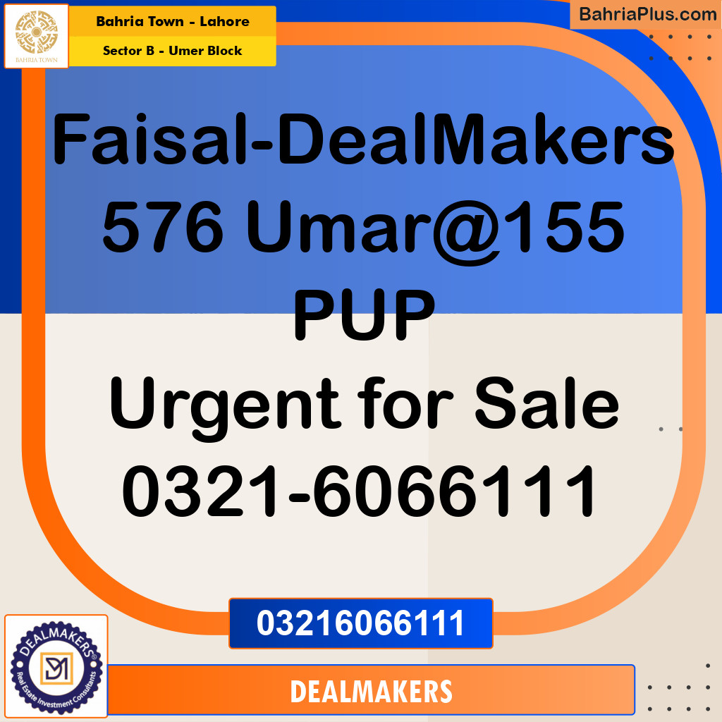 Residential Plot for Sale in Sector B - Umer Block -  Bahria Town, Lahore - (BP-356094)