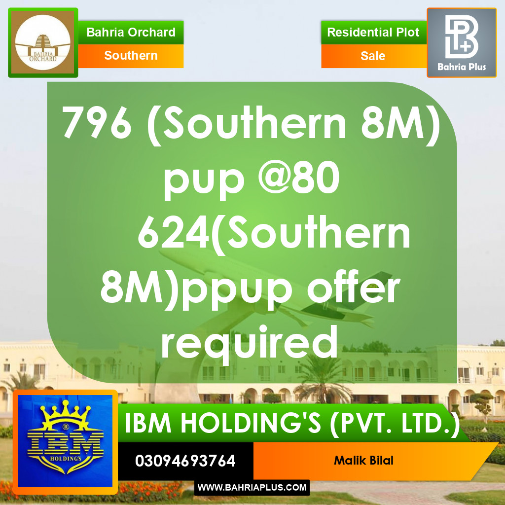 8 Marla Residential Plot for Sale in Phase 1 - Southern District -  Bahria Orchard, Lahore - (BP-356116)