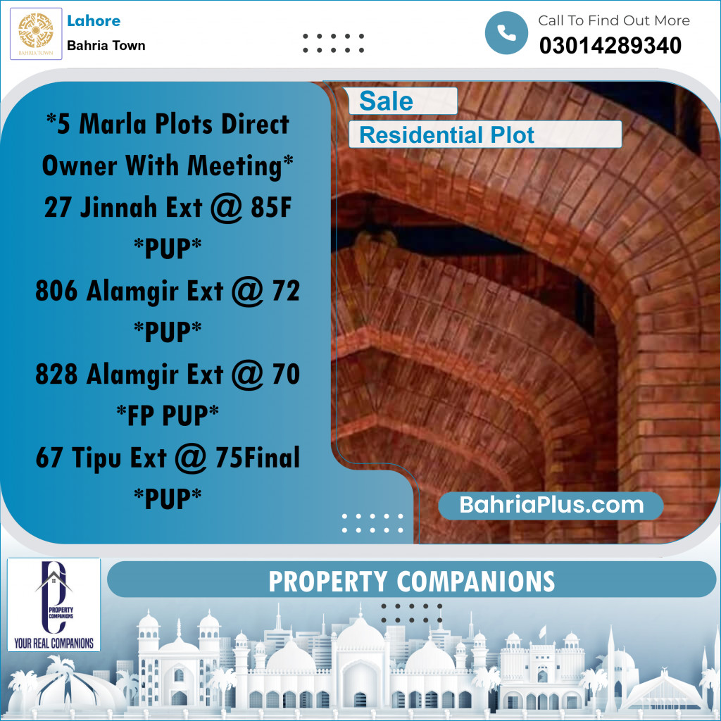 Residential Plot for Sale in Bahria Town, Lahore - (BP-356127)