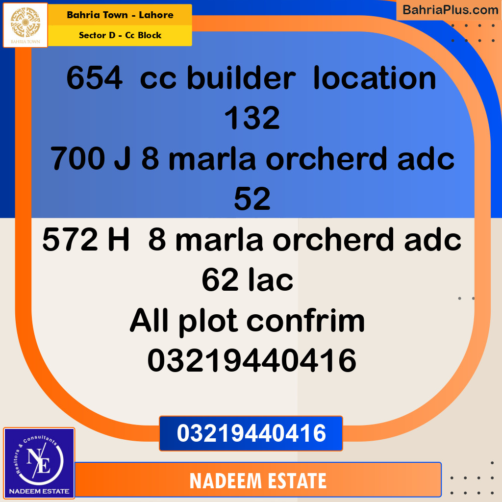 Residential Plot for Sale in Sector D - CC Block -  Bahria Town, Lahore - (BP-356144)
