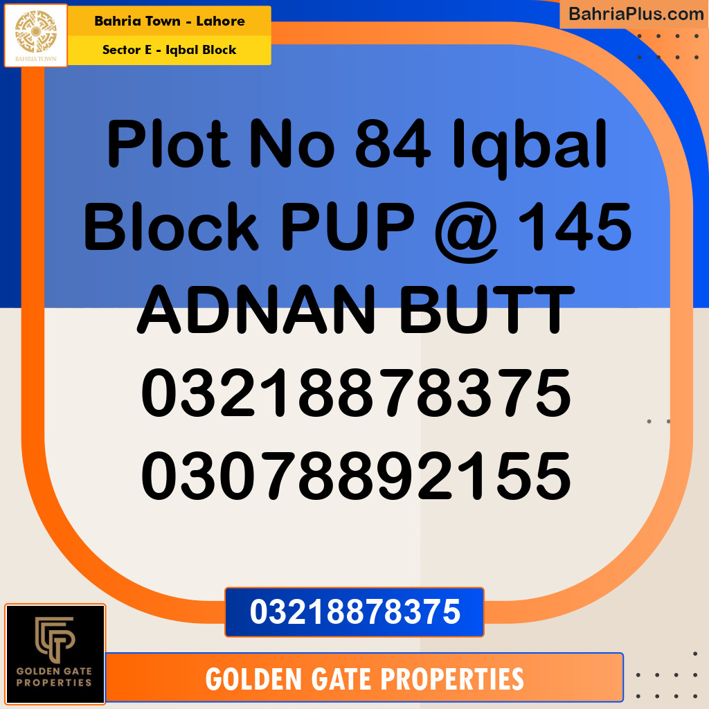 10 Marla Residential Plot for Sale in Sector E - Iqbal Block -  Bahria Town, Lahore - (BP-356161)