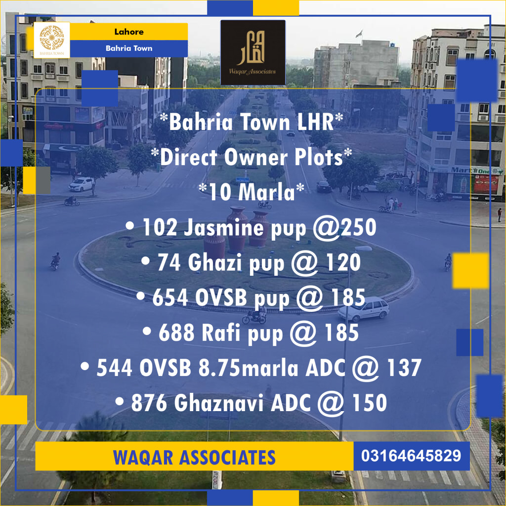 Residential Plot for Sale in Bahria Town, Lahore - (BP-356166)