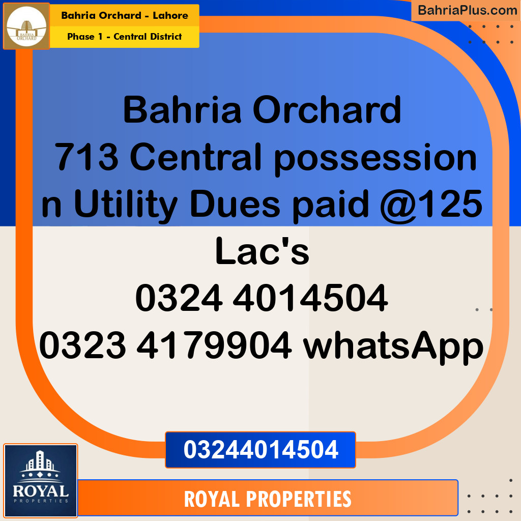 Residential Plot for Sale in Phase 1 - Central District -  Bahria Orchard, Lahore - (BP-356169)