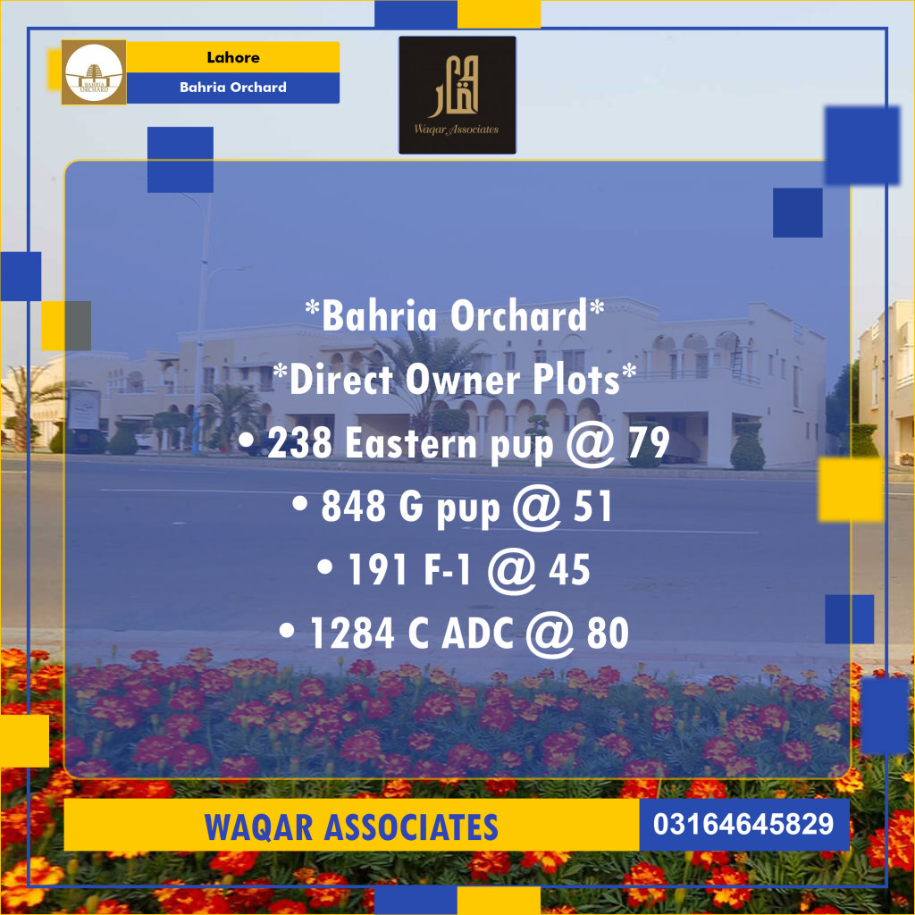 Residential Plot for Sale in Bahria Orchard, Lahore - (BP-356173)