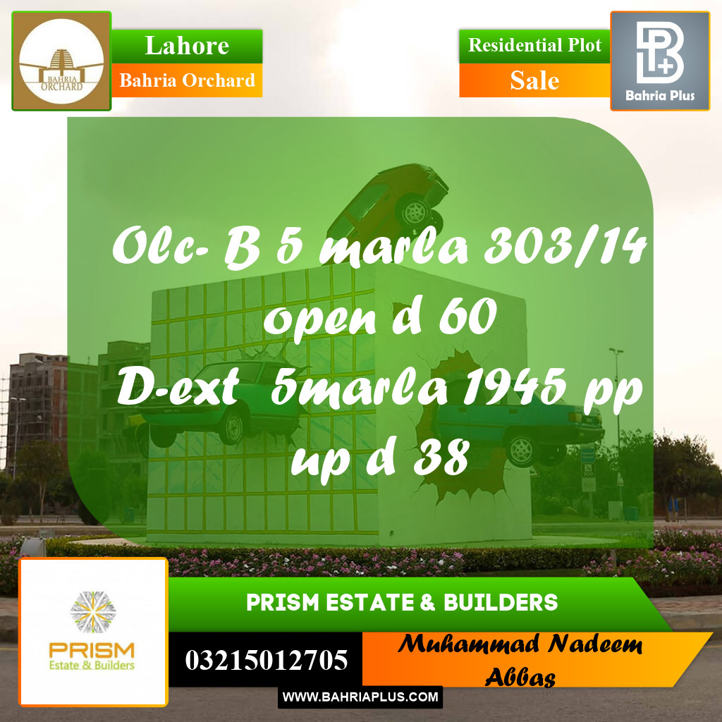 Residential Plot for Sale in Bahria Orchard, Lahore - (BP-356202)