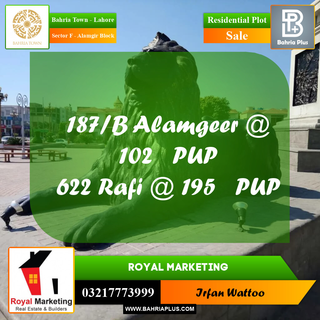 10 Marla Residential Plot for Sale in Sector F - Alamgir Block -  Bahria Town, Lahore - (BP-356239)