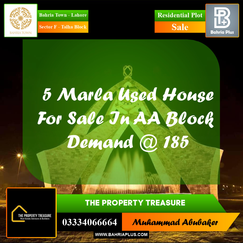 5 Marla Residential Plot for Sale in Sector F - Talha Block -  Bahria Town, Lahore - (BP-356250)