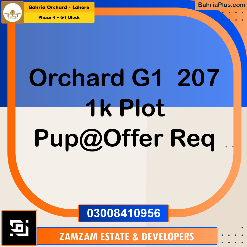 1 Kanal Residential Plot for Sale in Phase 4 - G1 Block -  Bahria Orchard, Lahore - (BP-356255)