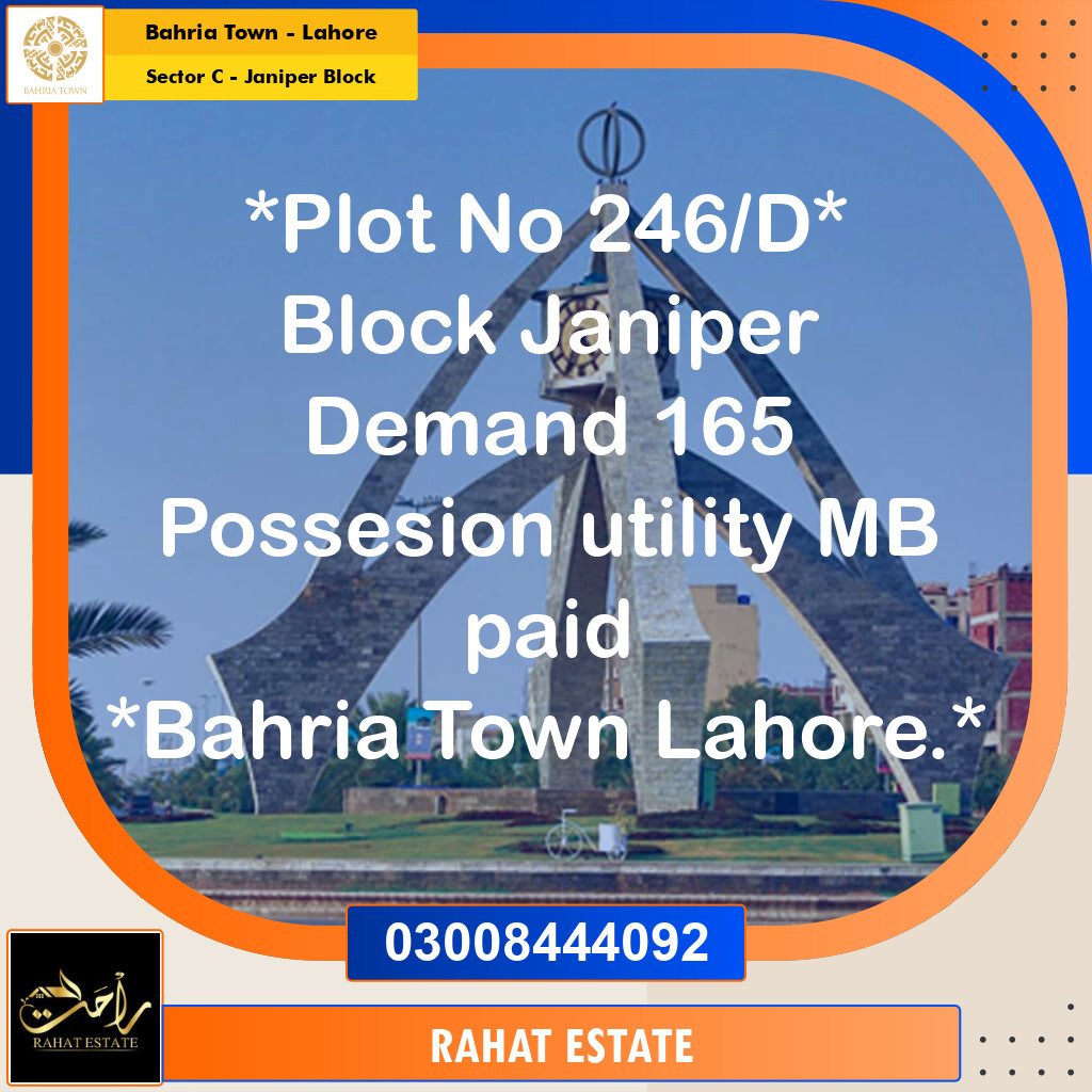10 Marla Residential Plot for Sale in Sector C - Janiper Block -  Bahria Town, Lahore - (BP-356266)