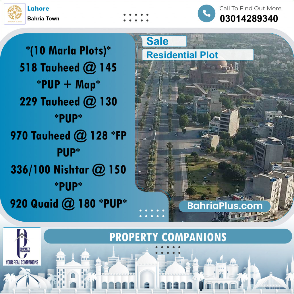 Residential Plot for Sale in Bahria Town, Lahore - (BP-356268)