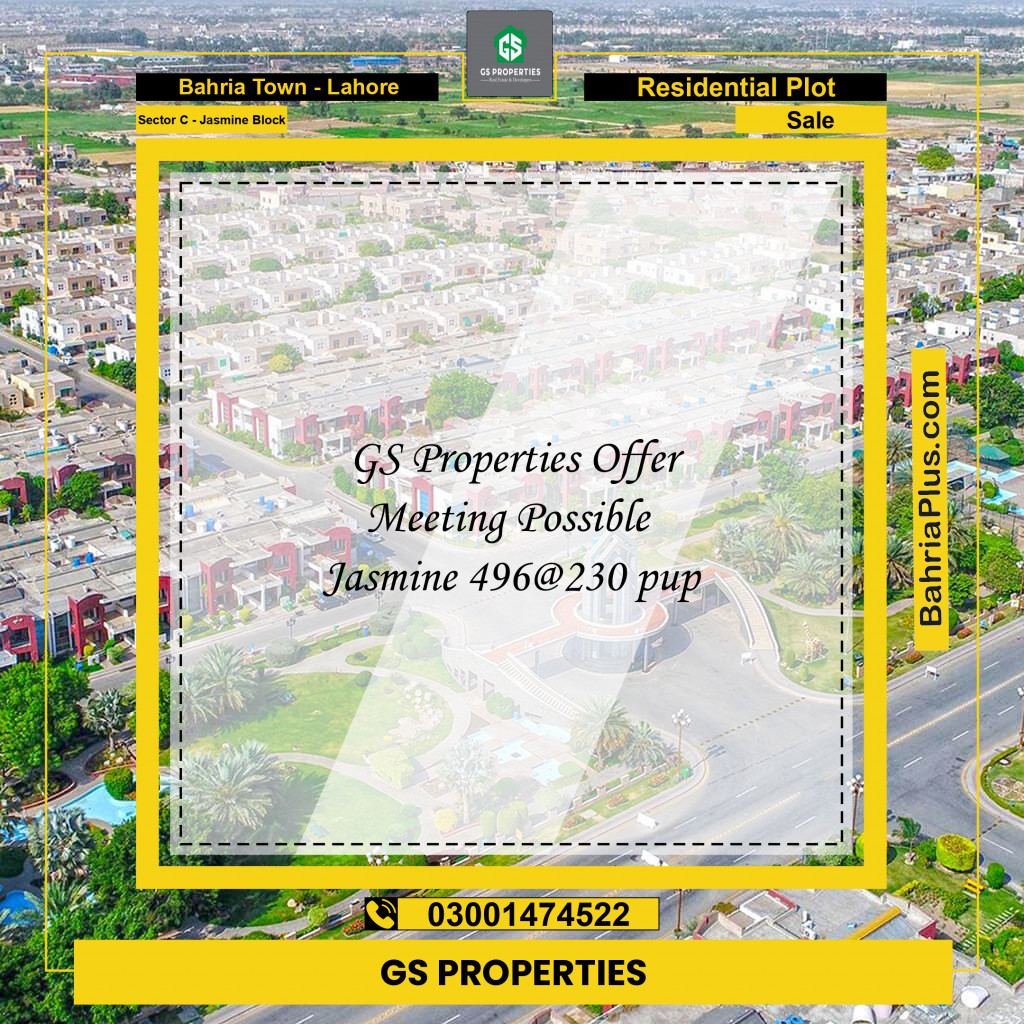 10 Marla Residential Plot for Sale in Sector C - Jasmine Block -  Bahria Town, Lahore - (BP-356293)