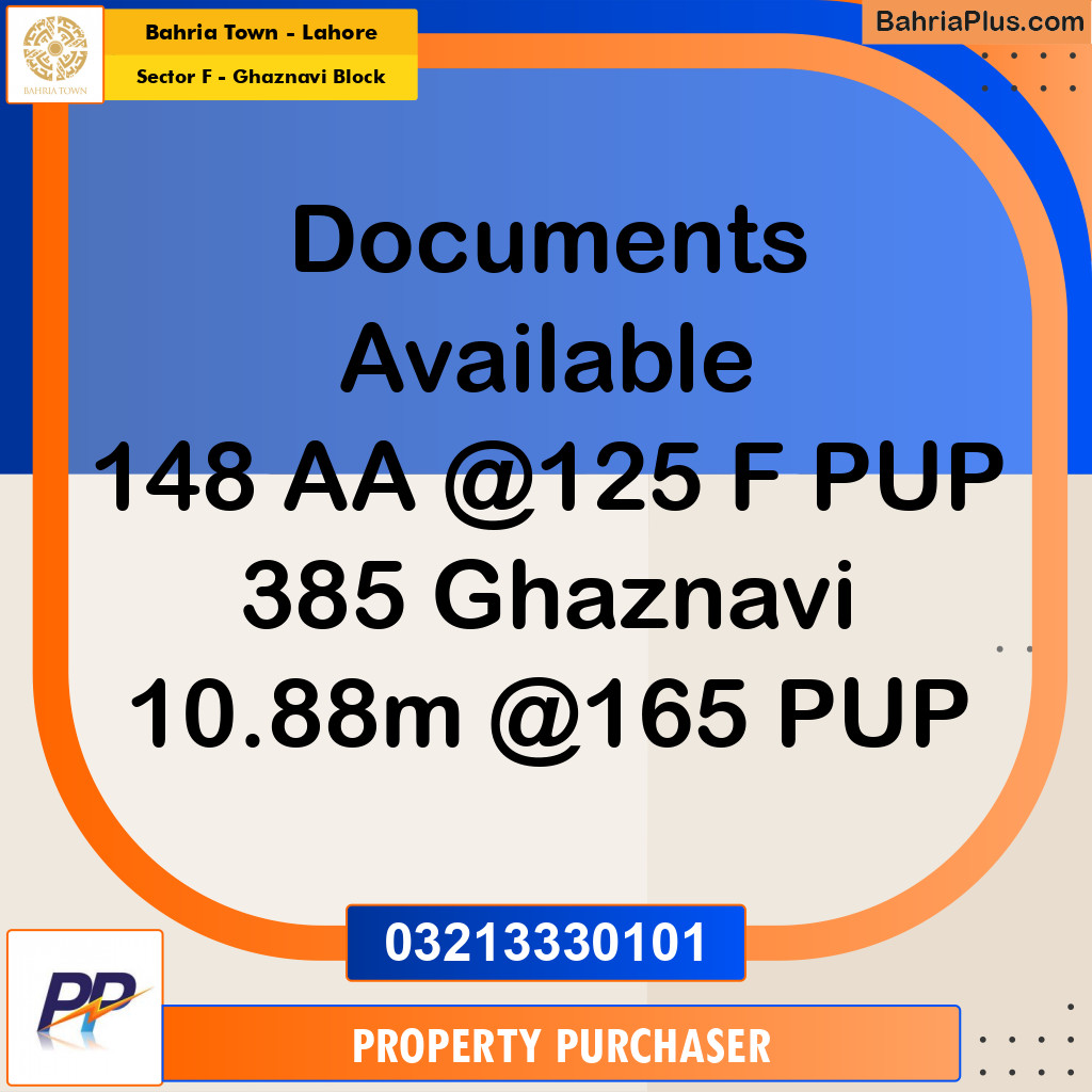 11 Marla Residential Plot for Sale in Sector F - Ghaznavi Block -  Bahria Town, Lahore - (BP-356315)