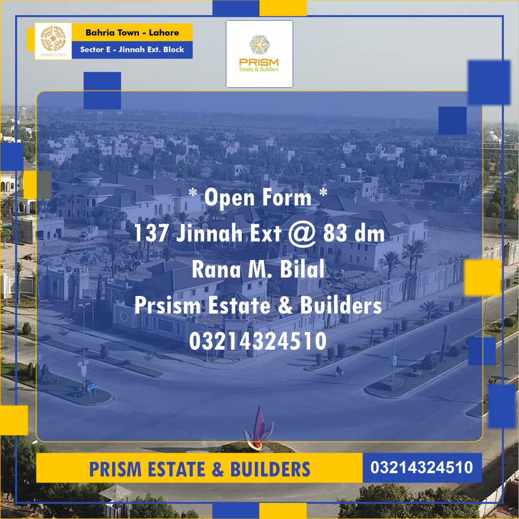 5 Marla Residential Plot for Sale in Sector E - Jinnah Ext. Block -  Bahria Town, Lahore - (BP-356319)