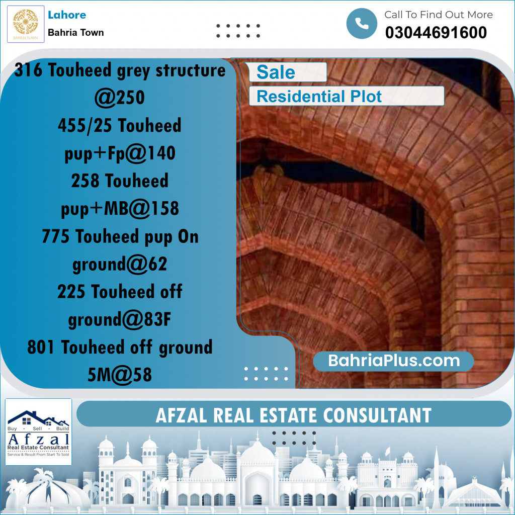 Residential Plot for Sale in Bahria Town, Lahore - (BP-356325)
