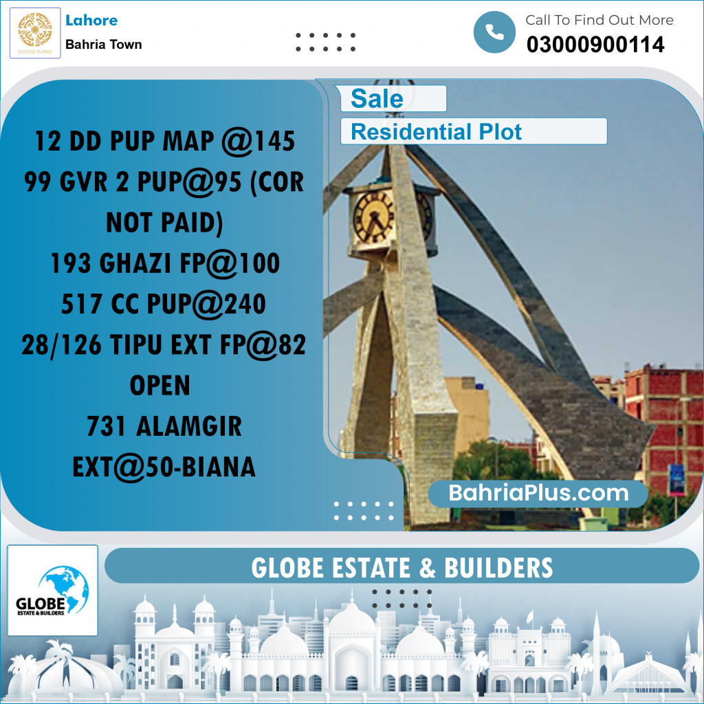 Residential Plot for Sale in Bahria Town, Lahore - (BP-356330)