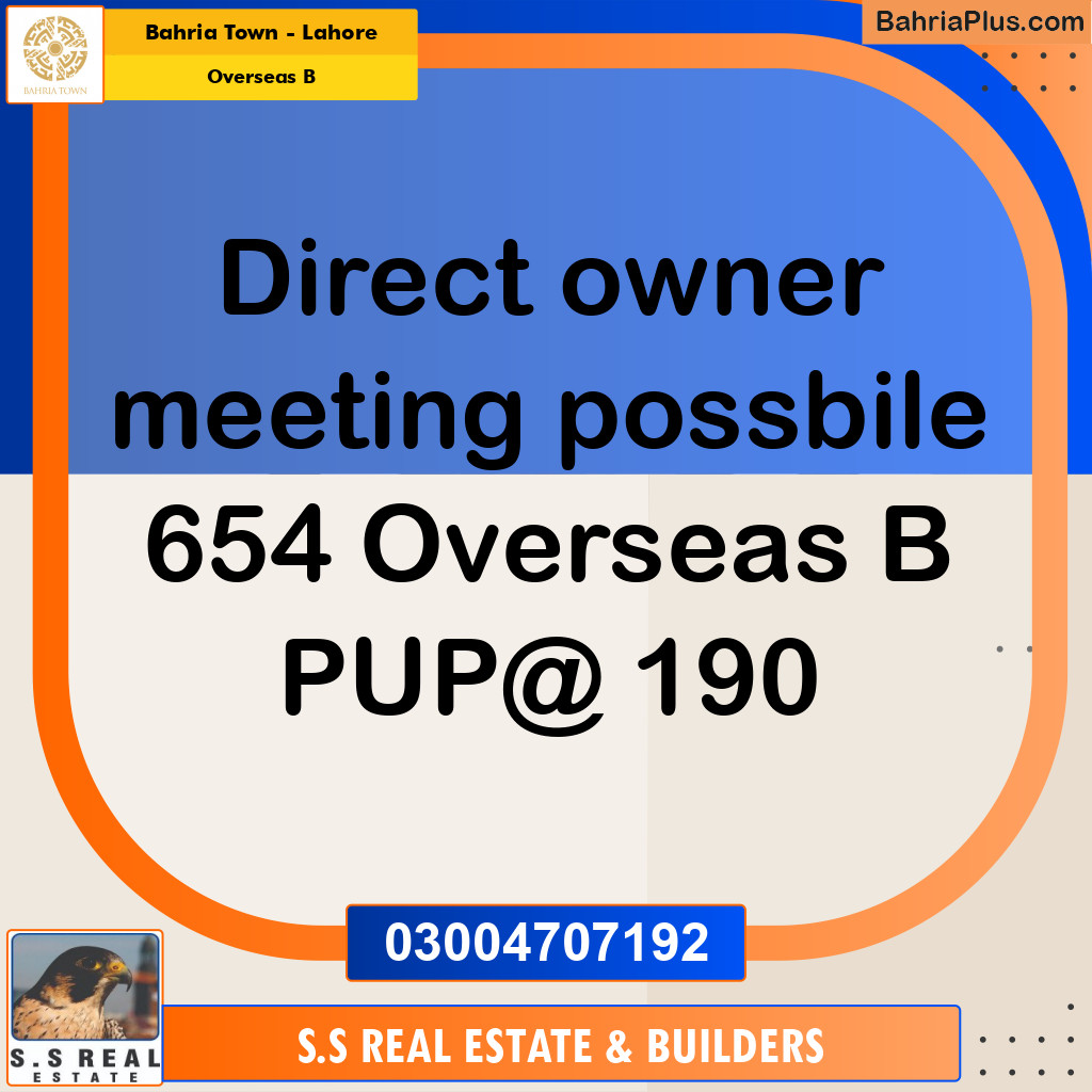 10 Marla Residential Plot for Sale in Overseas B -  Bahria Town, Lahore - (BP-356352)