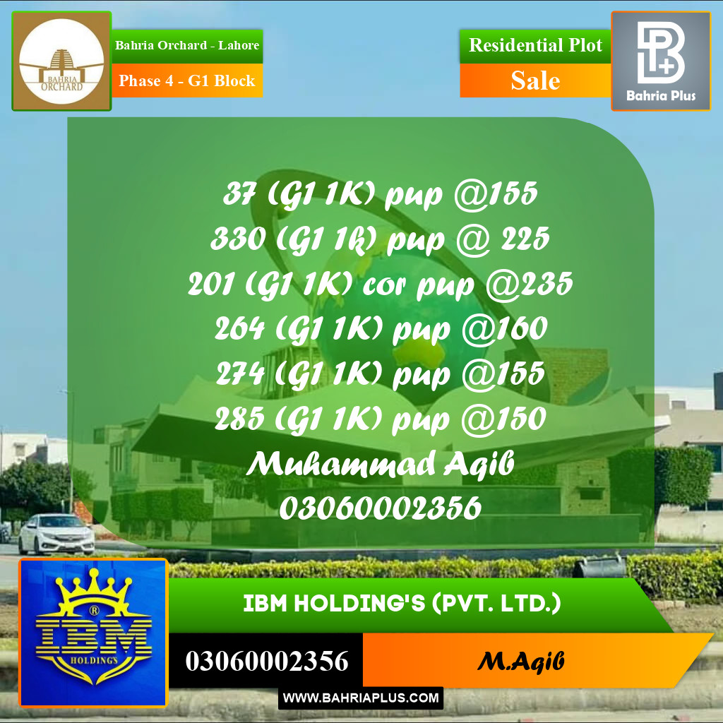 1 Kanal Residential Plot for Sale in Phase 4 - G1 Block -  Bahria Orchard, Lahore - (BP-356365)