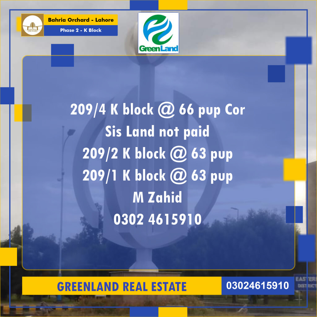 5 Marla Residential Plot for Sale in Phase 2 - K Block -  Bahria Orchard, Lahore - (BP-356472)