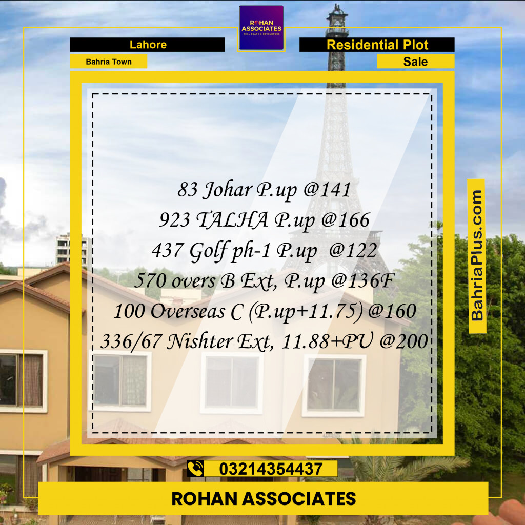 Residential Plot for Sale in Bahria Town, Lahore - (BP-356477)