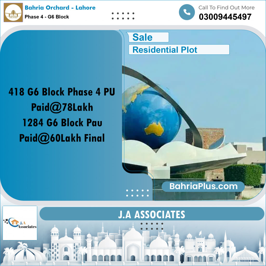 10 Marla Residential Plot for Sale in Phase 4 - G6 Block -  Bahria Orchard, Lahore - (BP-356496)